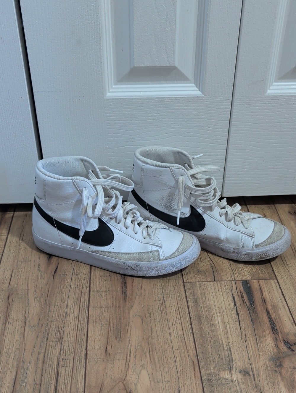 Nike White and Black High-Top Sneakers